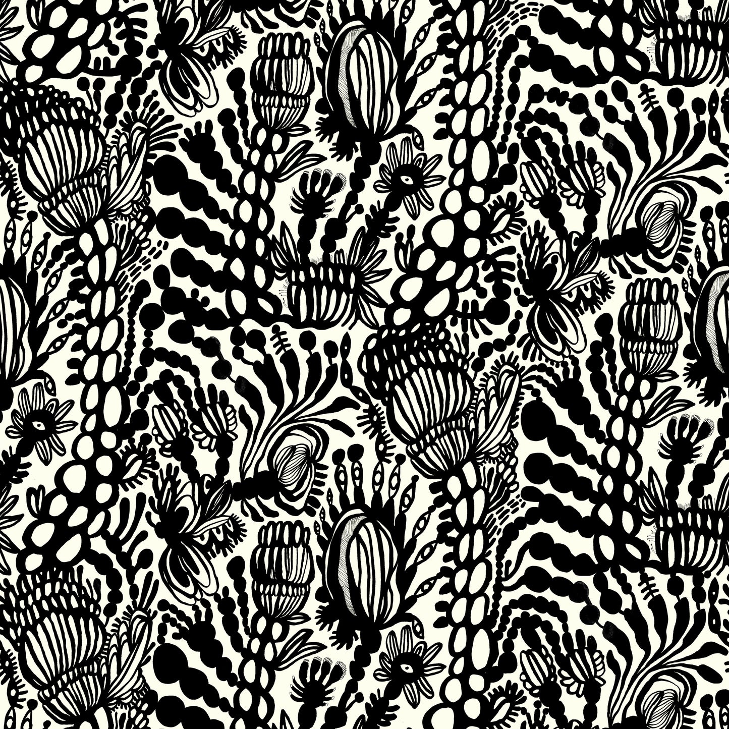 Textile Floral, Black/White